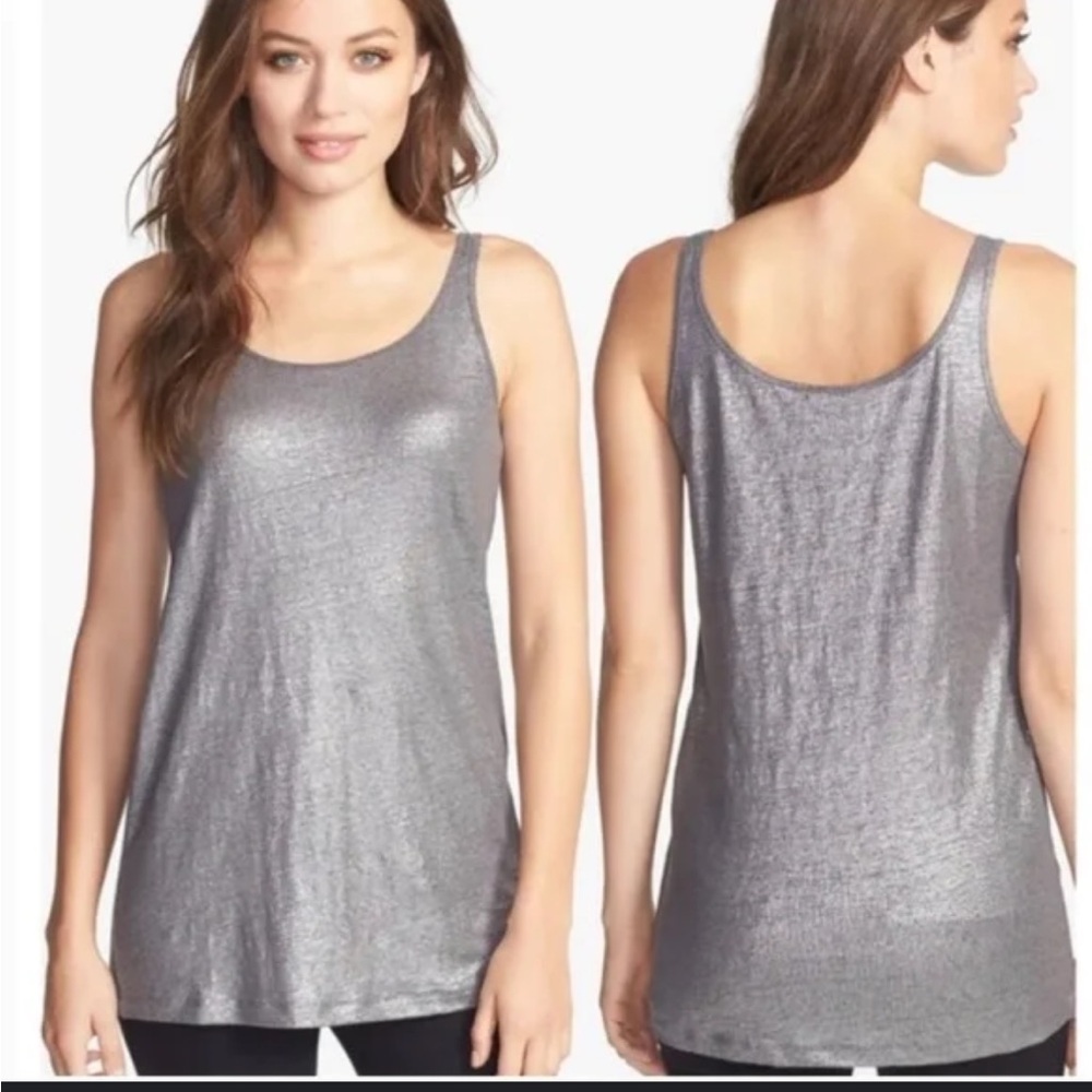 Eileen Fisher Dark Gray Metallic Tank Top